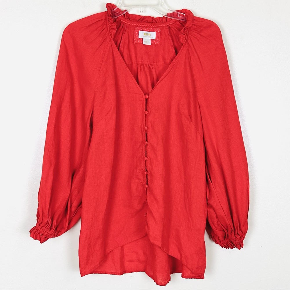 Maeve Red Button-Down Blouse